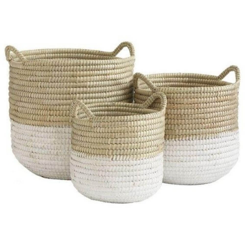 Seagrass Round Storage Basket With Handles - Set of 3